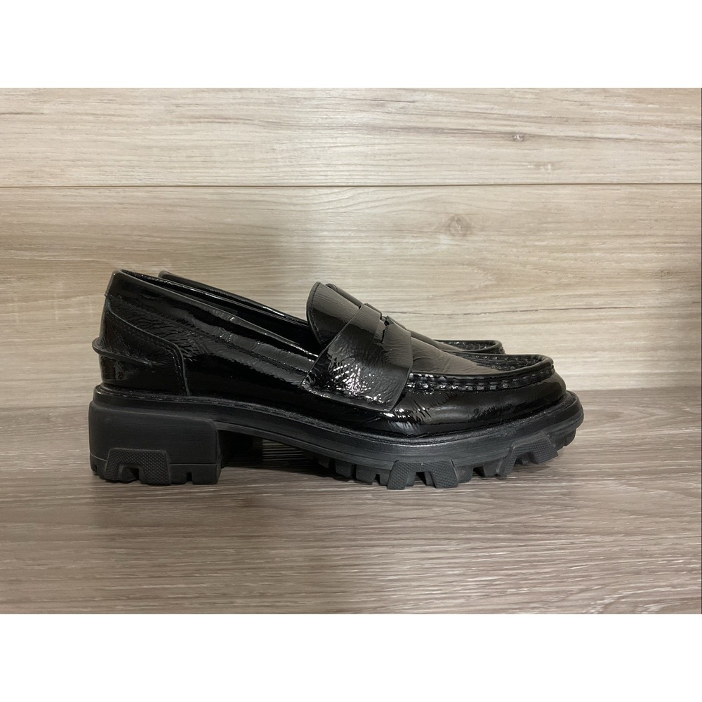 Rag & Bone Shiloh Black Patent Leather Loafers 37.5 7 Academia Lug Sole 90s Y2K